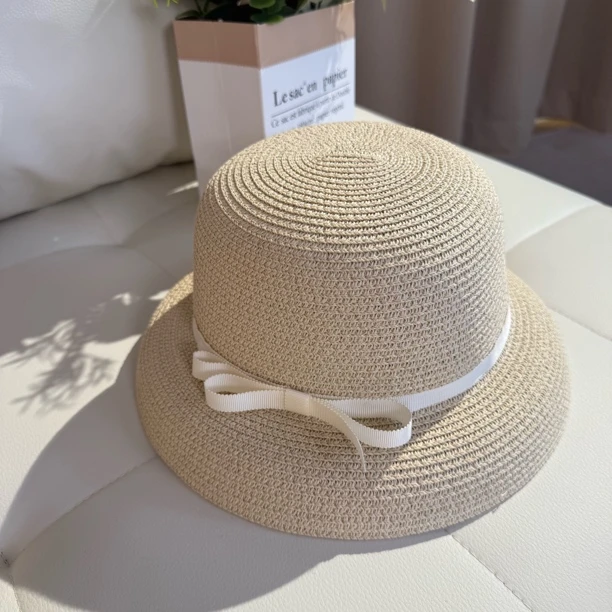 日系细拉菲草空顶帽沙滩防晒防紫外线帽子遮阳帽
