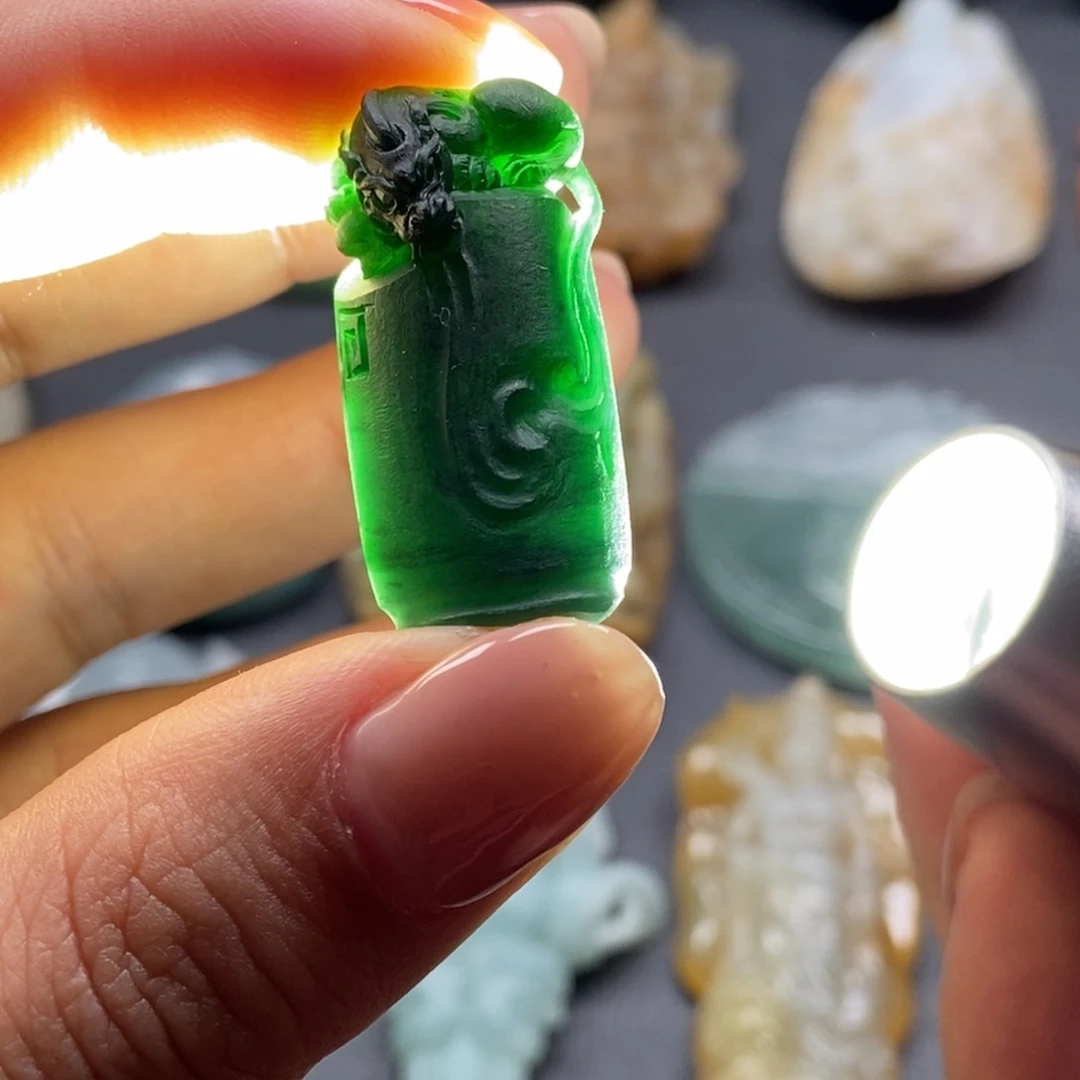 定制翡翠未镶嵌貔貅无事牌T