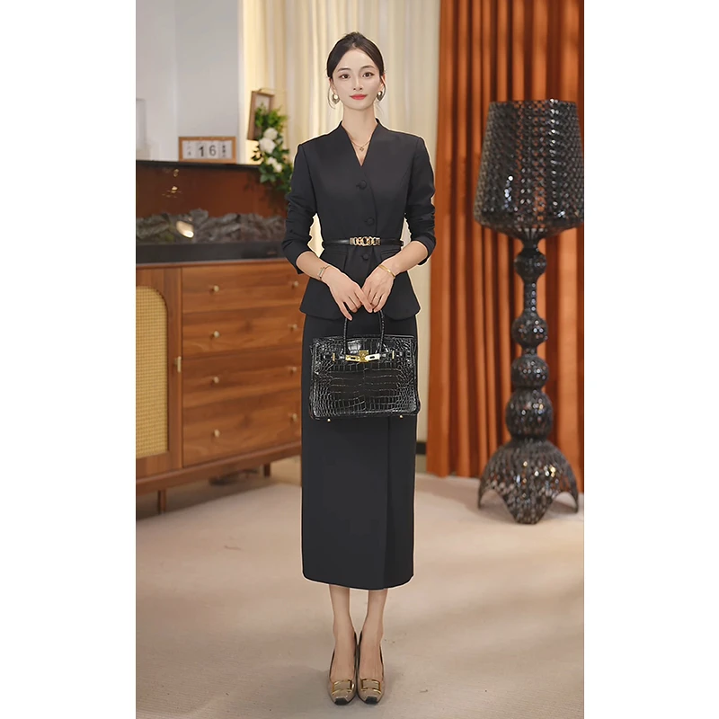 2025早秋深藏青色西装气质显瘦时尚职业通勤装（PX3320)