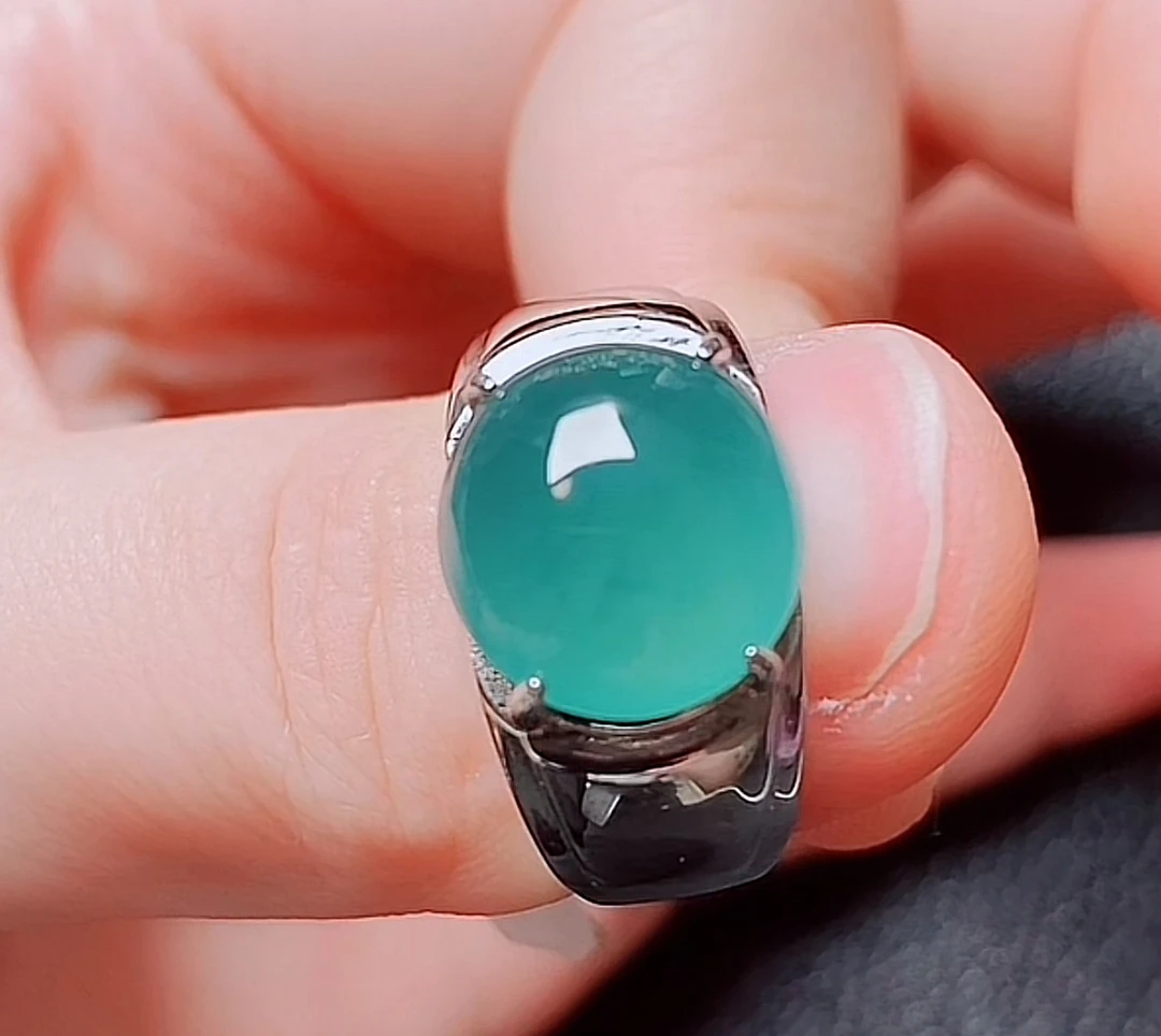 925银镶翡翠戒指气质时尚 1号