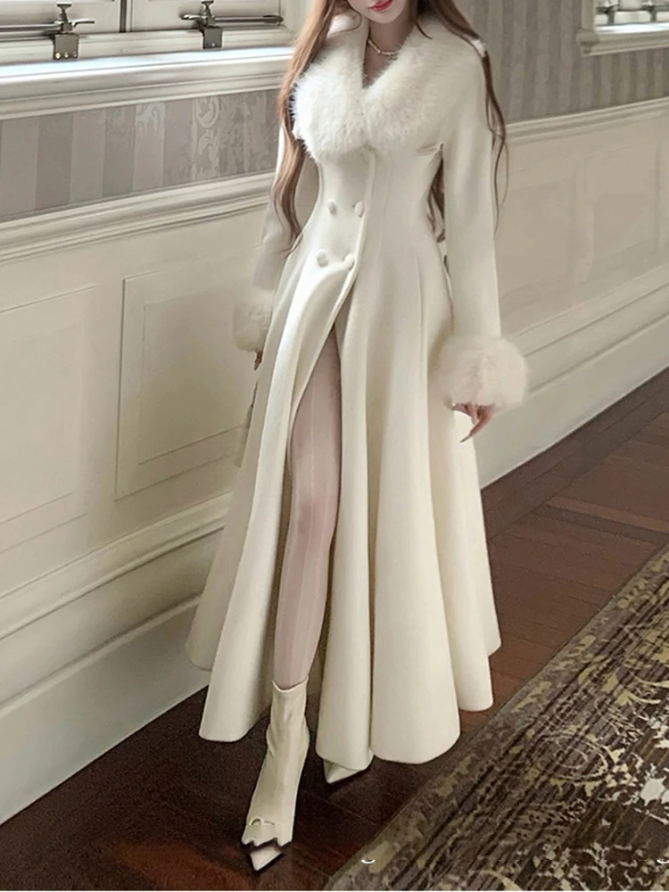 乖乖大小姐法式富家千金收腰加厚温柔气质保暖大毛领长款秋冬大衣