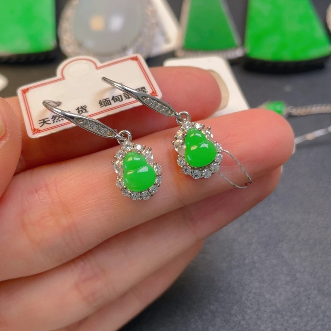 翡翠银S925镶嵌吊坠(不含链)耳坠