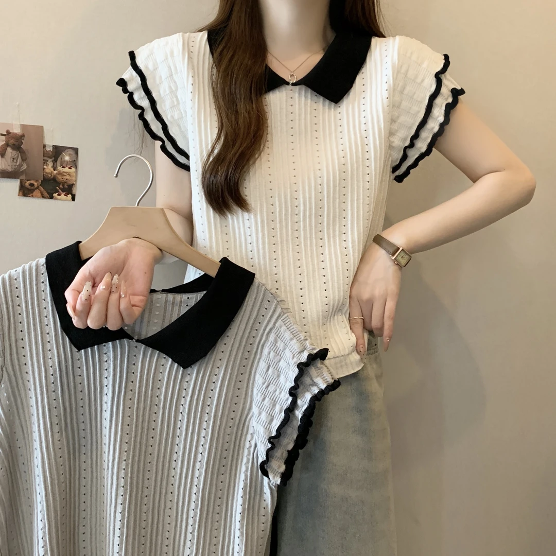 大码女装2025夏季新款胖MM韩版宽松型显瘦飞飞袖蕾丝衬衫短袖上衣