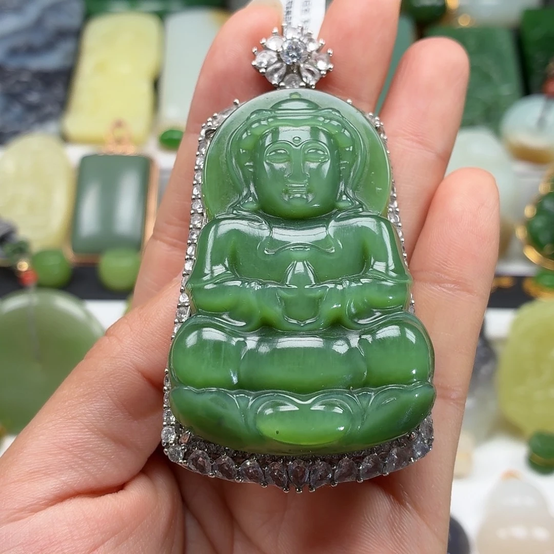 和田玉银S925镶嵌颈饰