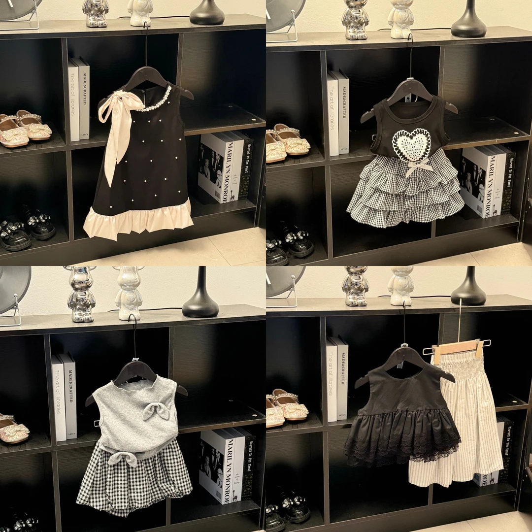 【601-699】2025年夏季新款洋气韩版短裙甜系女童连衣裙套装