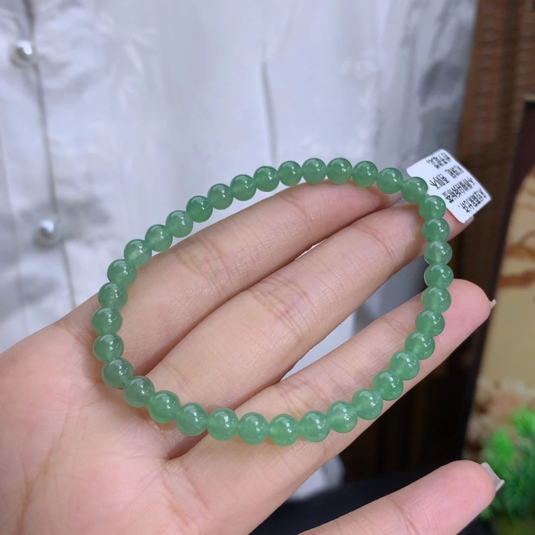未镶嵌手串翡翠卡5.0冰胶满绿手串