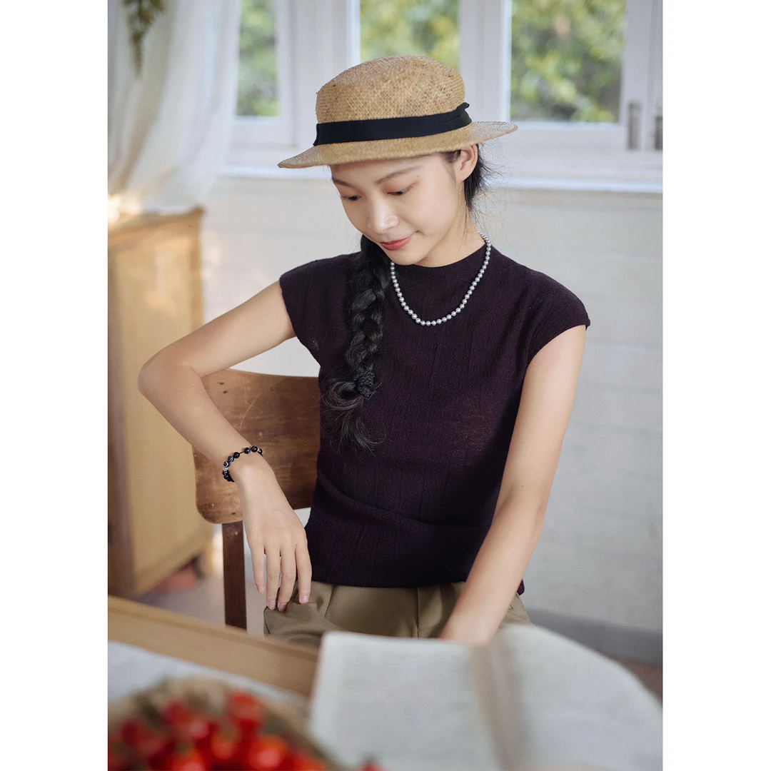 红念羊毛针织衫T恤女短袖显瘦气质秋季2025年新款洋气上衣打底衫