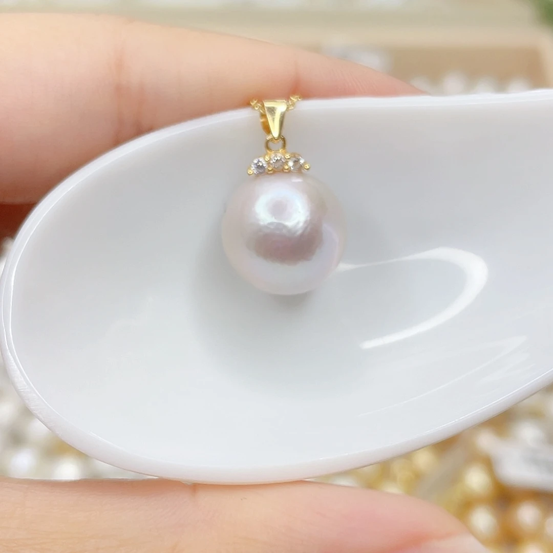 淡水珍珠银S925镶嵌吊坠(不含链)