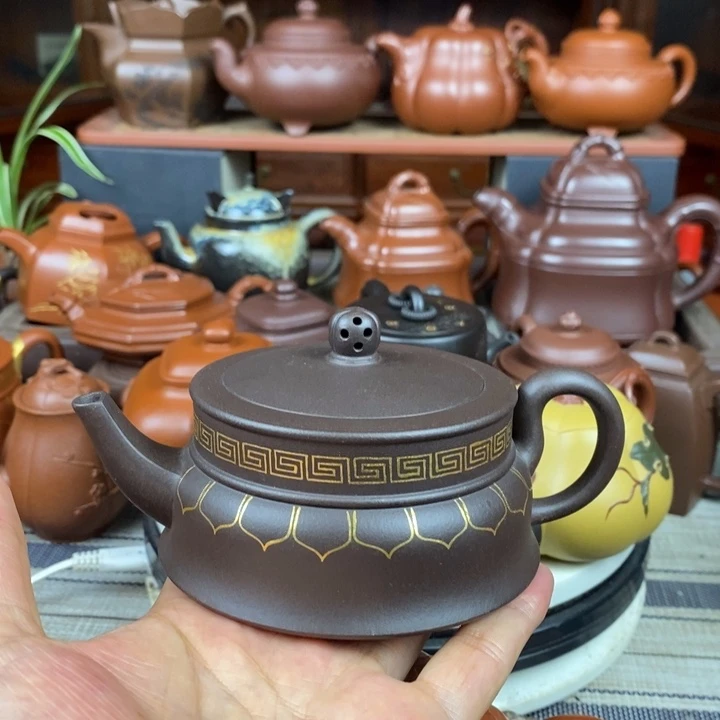 茶壶紫砂禅玉260cc原矿老紫泥描述金丝特价
