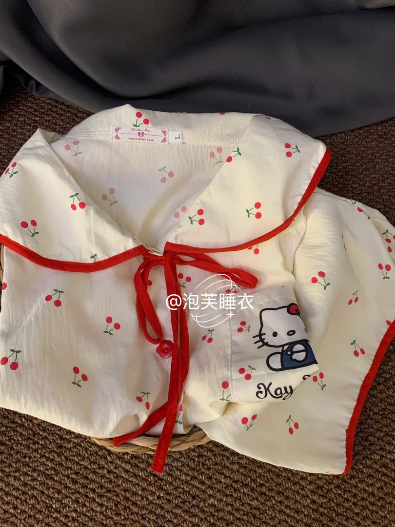 (hellokitty)甜美可爱卡通印花睡衣女夏季韩版宽松少女短袖家居服