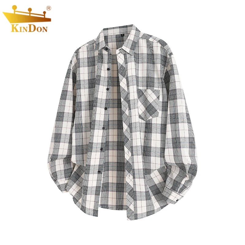 美式格子衬衫男士春秋潮牌百搭帅气高街痞帅休闲情侣衬衣开衫