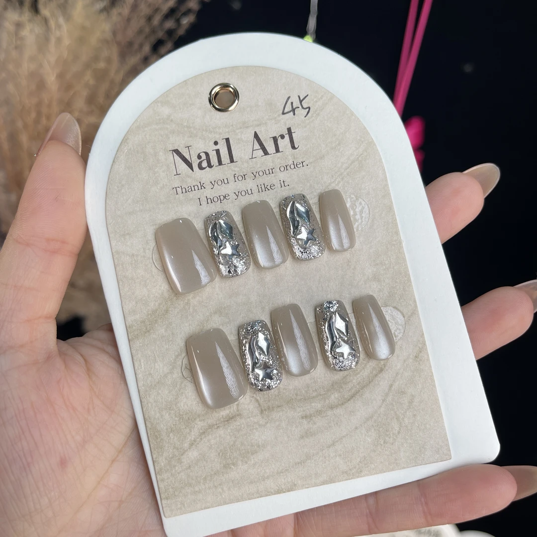 【Thankokay - 穿戴甲】工厂倒闭 轻奢高级感美甲甲片 45满钻月光缎