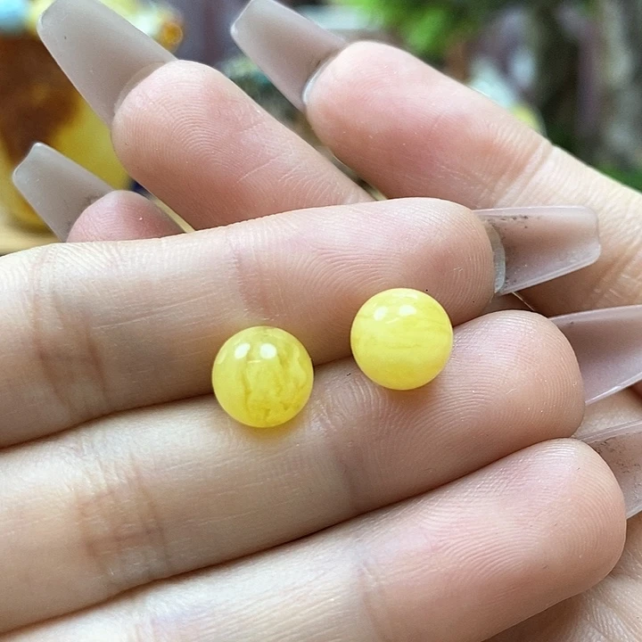 琥珀耳饰银S925镶嵌耳环