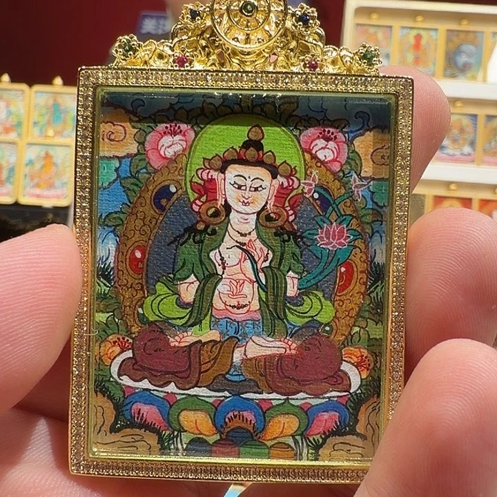 吊坠尼泊尔纯手绘唐卡大势至菩萨