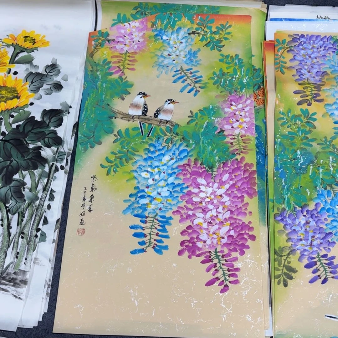 国画100×50紫气东来手绘画画画