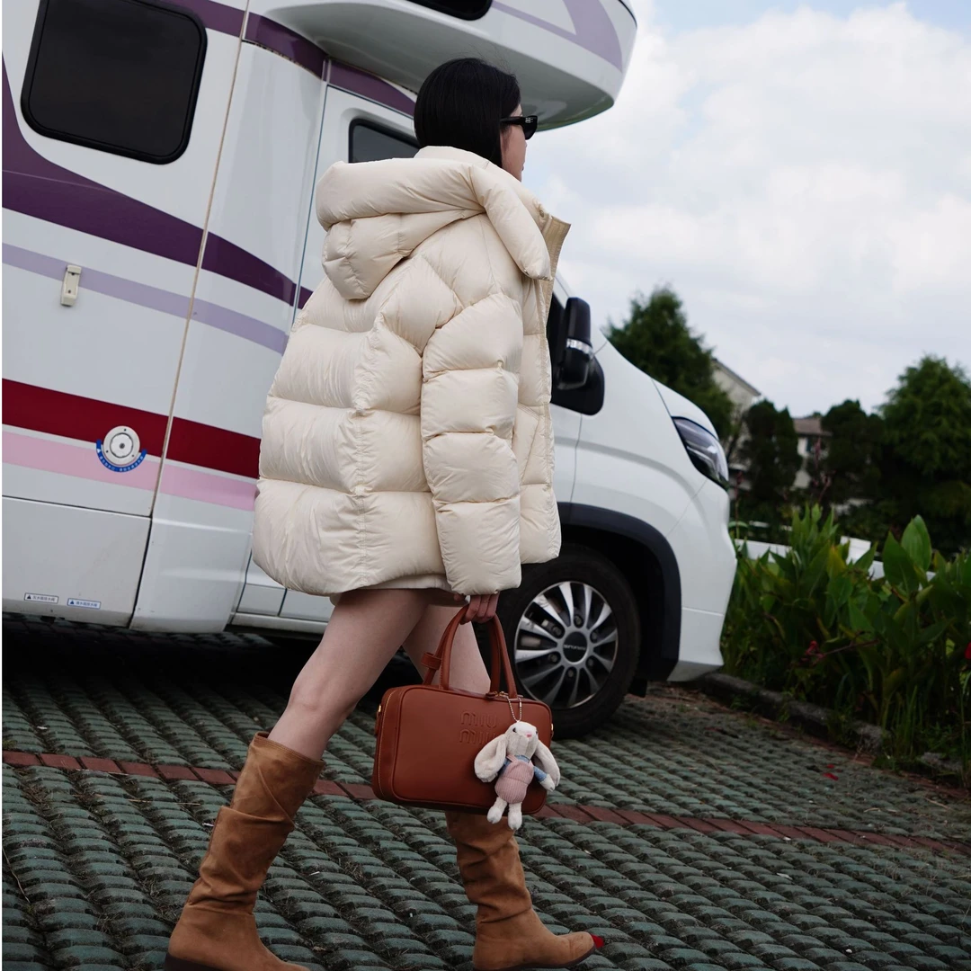 （极寒系列）90绒帽可脱高端羽绒服女中长款泡芙云朵加厚保暖面包服