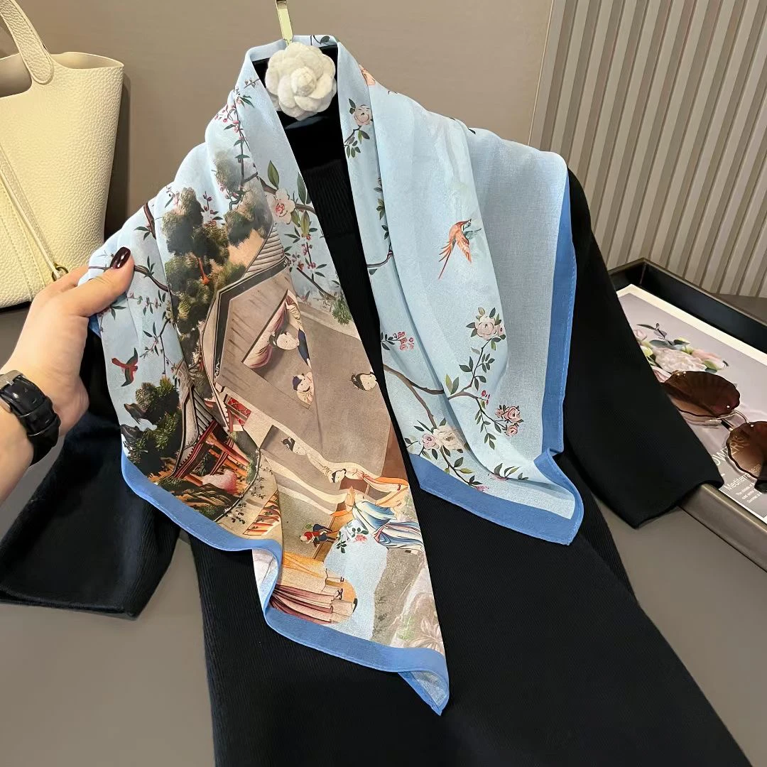 人间烟火方巾薯莨纱70*70女