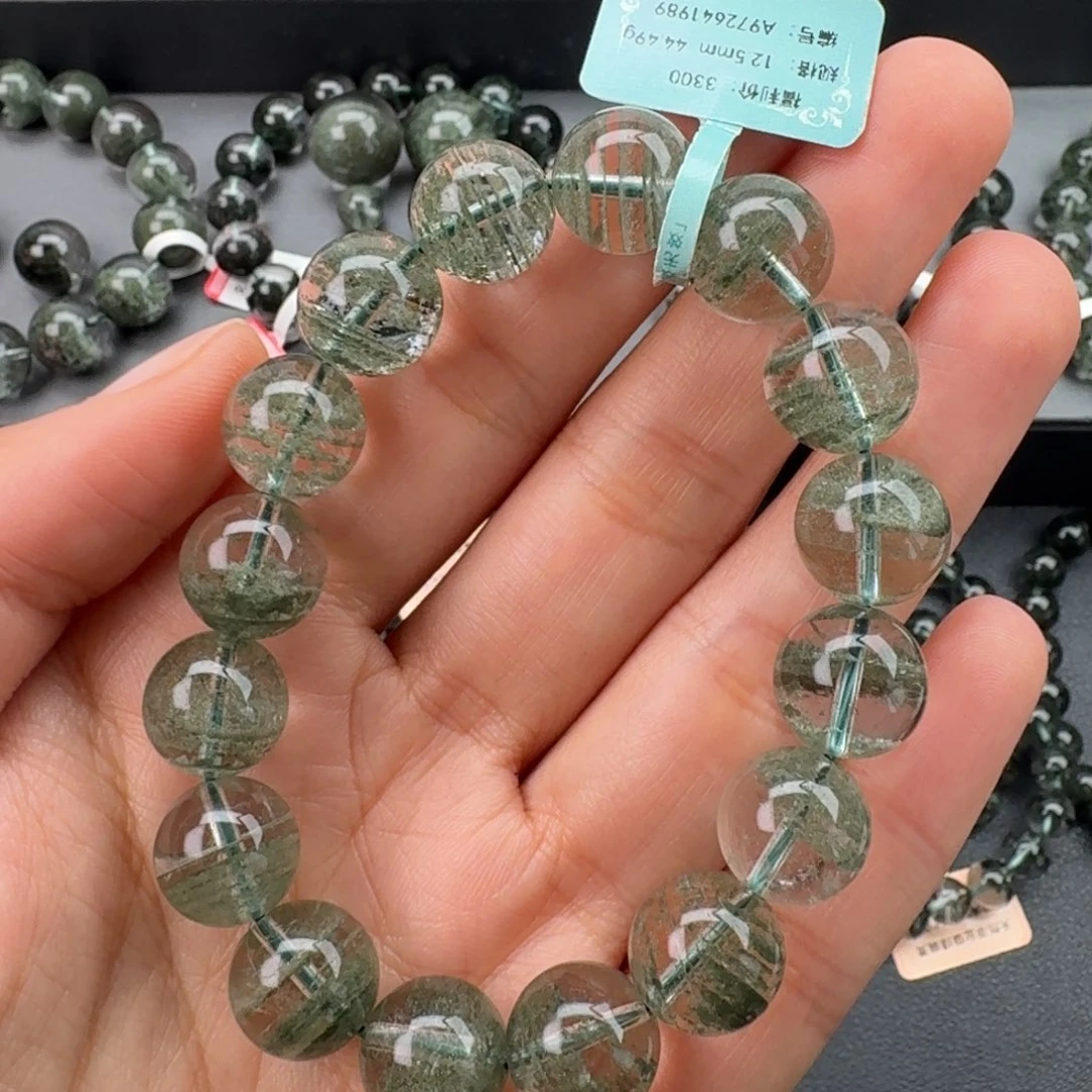 吃***了未镶嵌手链水晶天然绿幽灵千层
