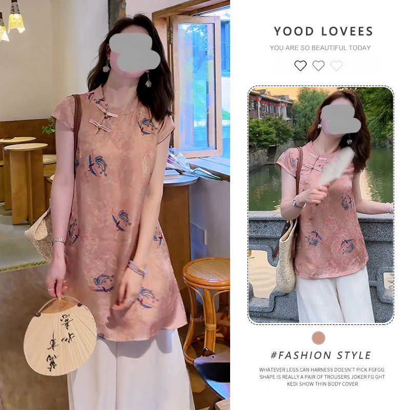 新中式国风慵懒松弛感绝美上衣女款夏季轻奢气质小众印花衬衫薄款