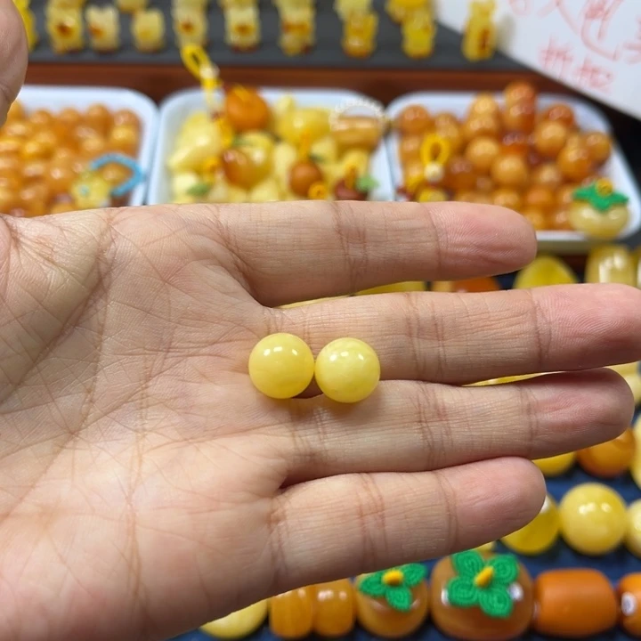 琥珀银S925镶嵌裸石卡11浓蜡一对