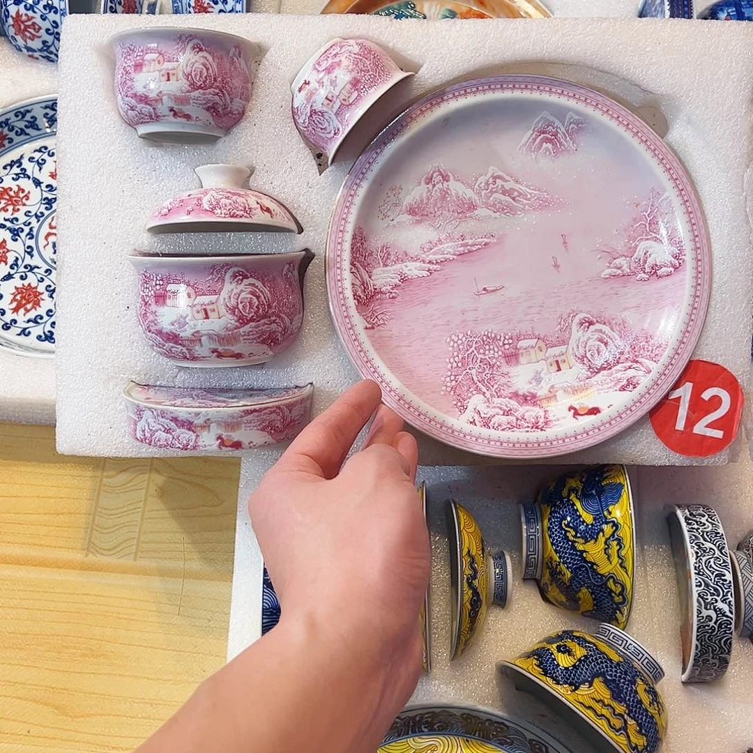 第***天描金胭脂粉雪景五件套