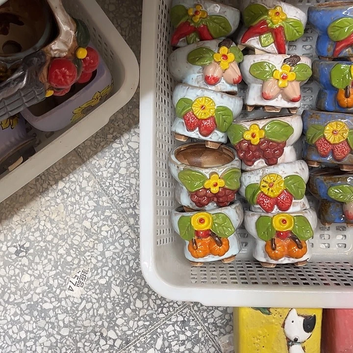 ※***※粗陶材质多肉花盆发货十个蓝白色