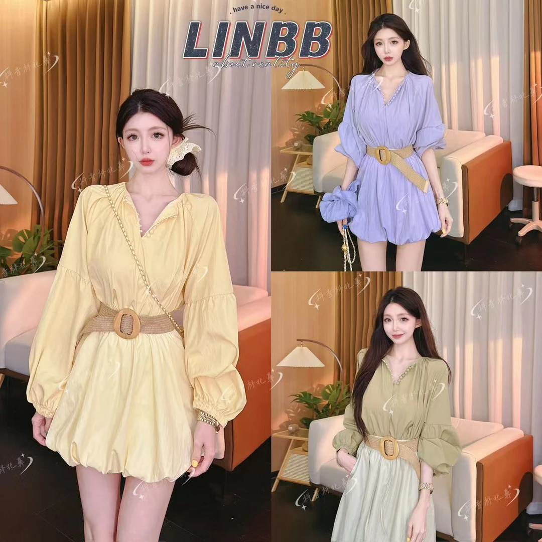 林北鼻-【小禾】韩单夏日原创灯笼袖显白棉衬衫上衣