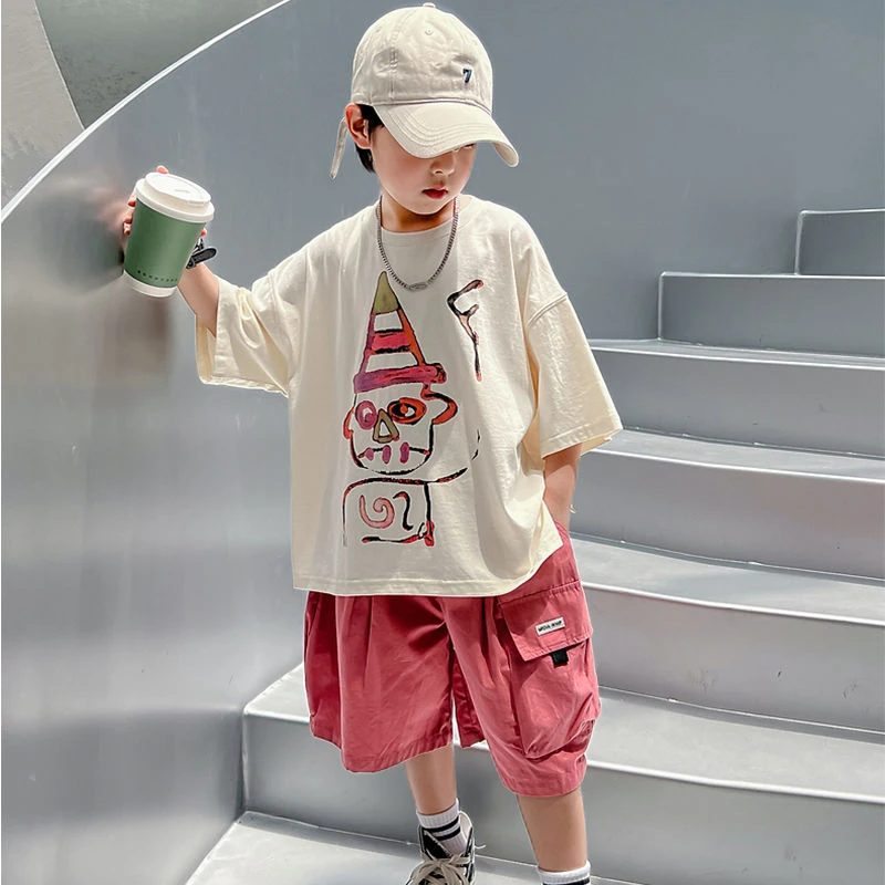 男童夏装套装新款儿童短袖夏季中大童男孩帅气炸街运动衣服两件套