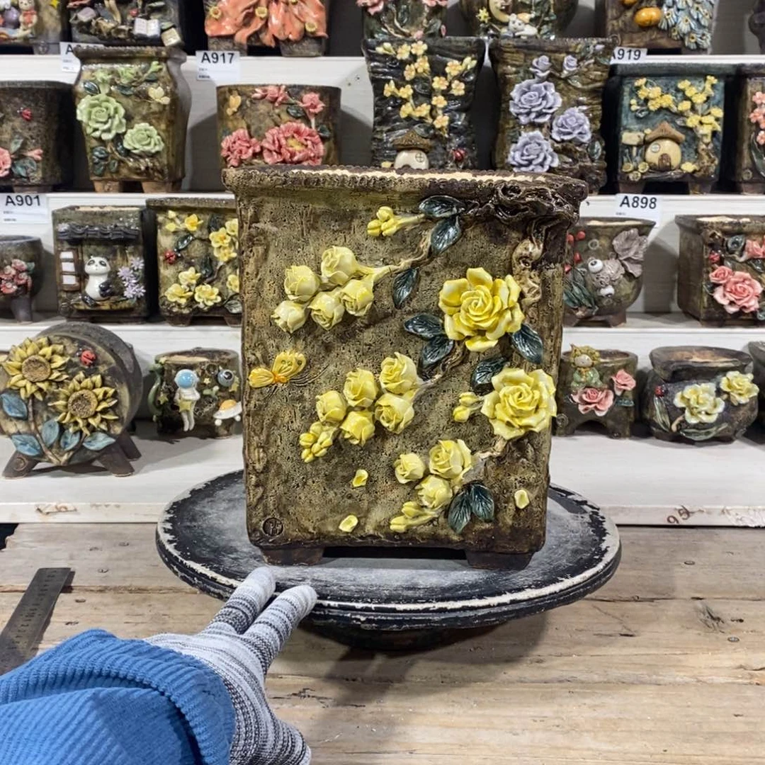 红陶青藤花器多肉花盆