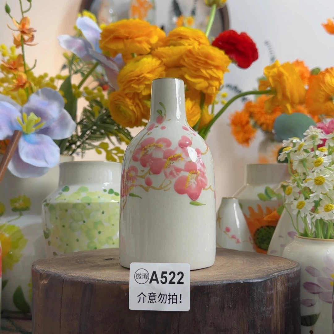 摆件景德镇陶瓷手绘小花瓶摆件无孔
