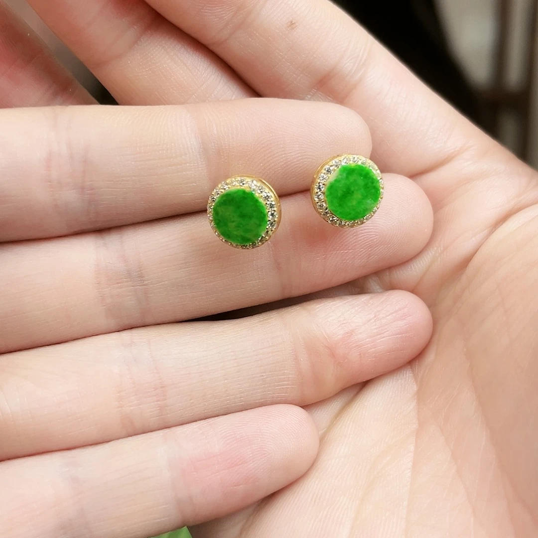 翡翠耳饰银S925镶嵌耳饰