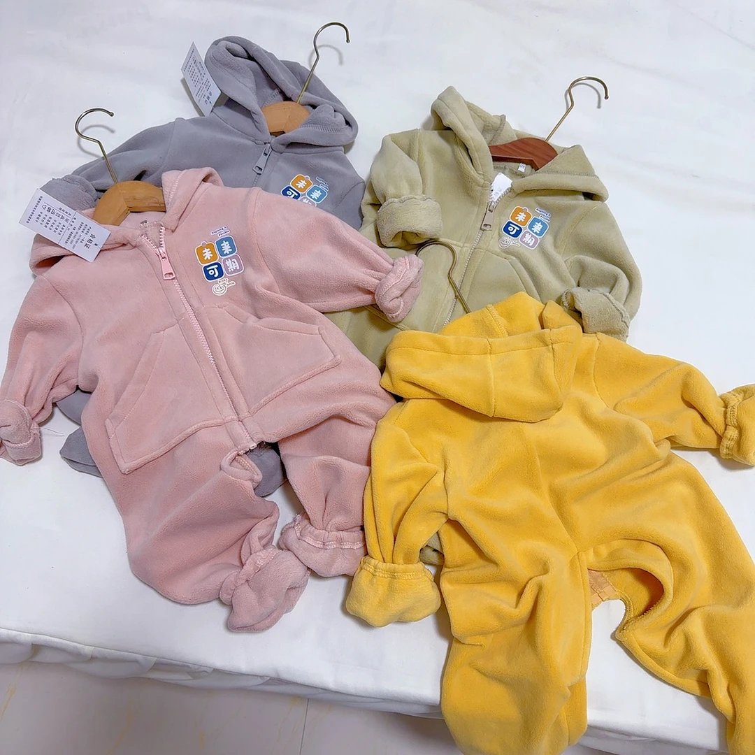 卡通风拉链休闲风通用哈衣爬服休闲女童加绒女宝