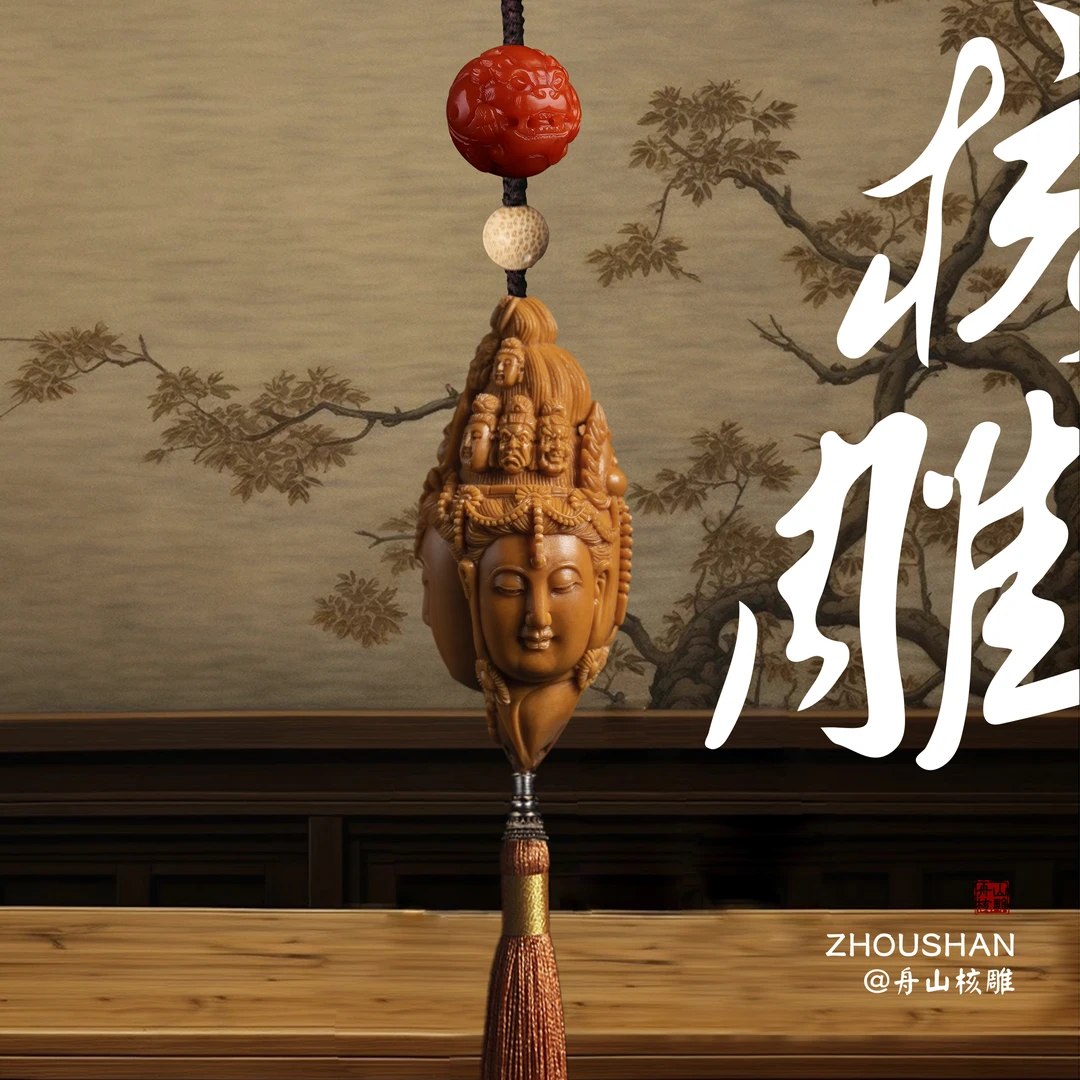 三面佛单籽水晶核精品核雕文玩手串舟山橄榄核苏工非遗文化男女款