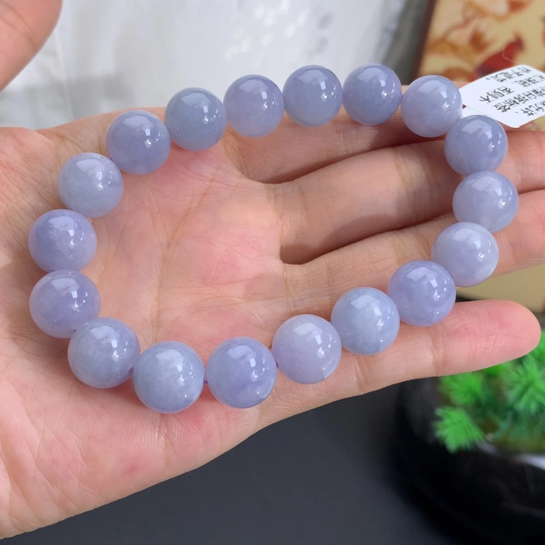 翡翠未镶嵌手串卡10.8细润紫手串
