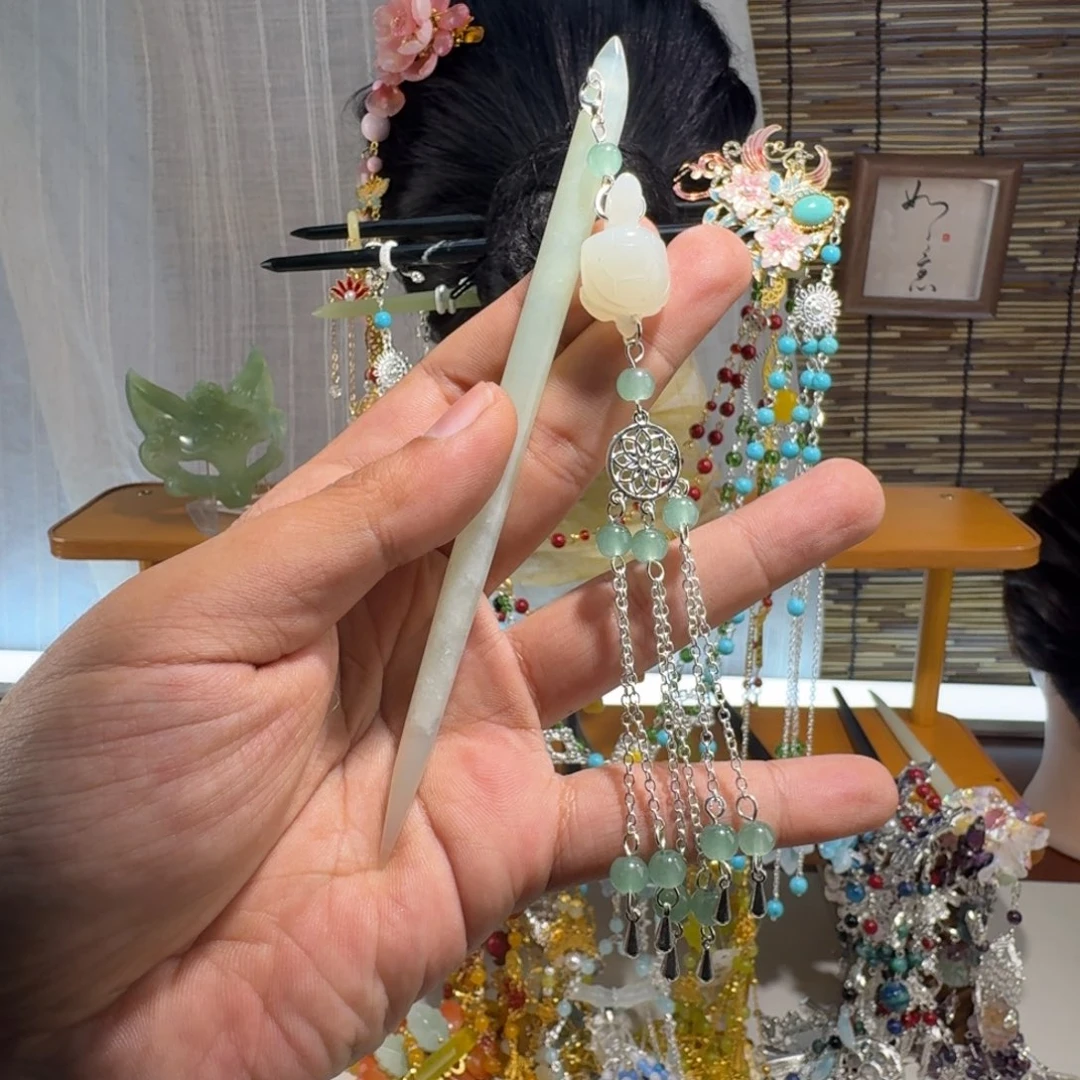 蛇纹石玉合金发饰