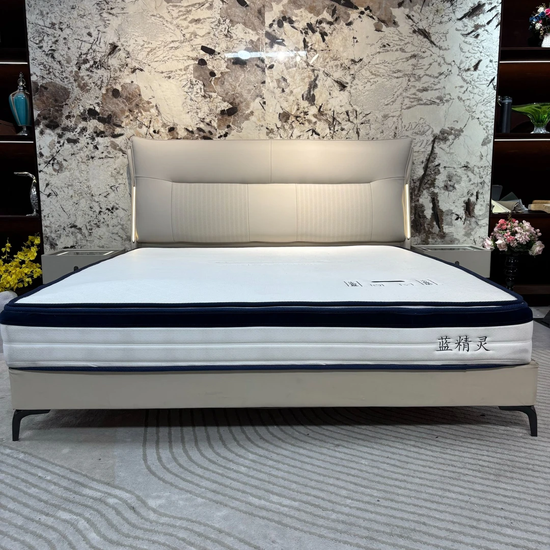 【刘哥甄选】N-924#新款皮艺大床框架头层真皮主卧轻奢乌金木床板