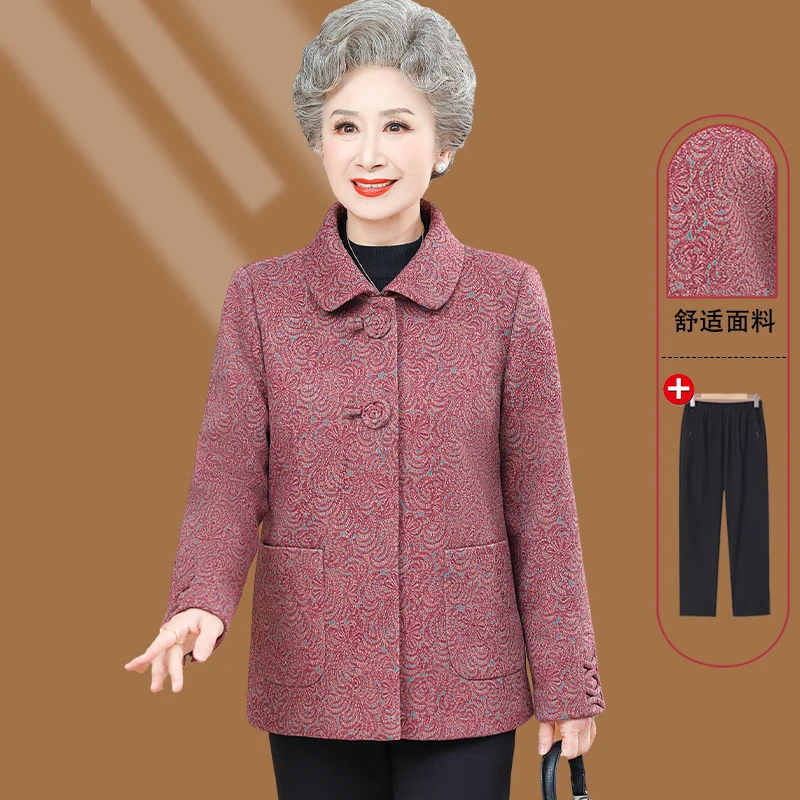 老年人秋装女外套奶奶装大码宽松老太太老人衣服老年妈妈春秋上衣