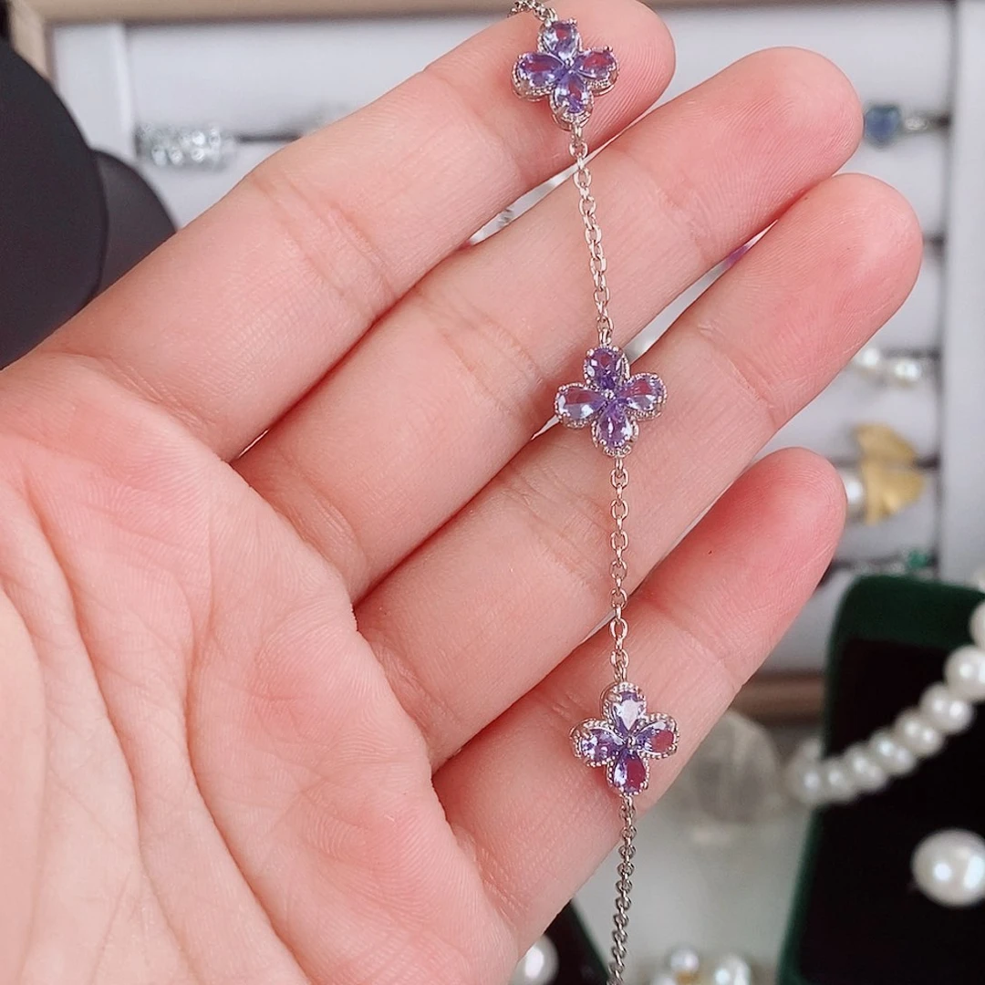 手链银S925镶嵌坦桑石