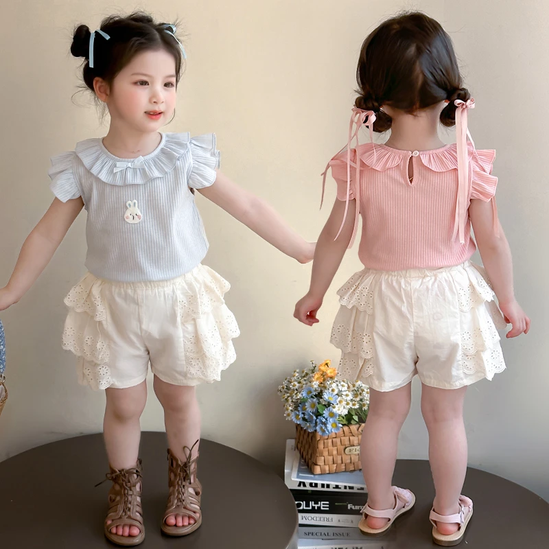 女童套装夏装薄款宝宝小女孩炸街洋气韩范休闲小孩儿童两件套T恤