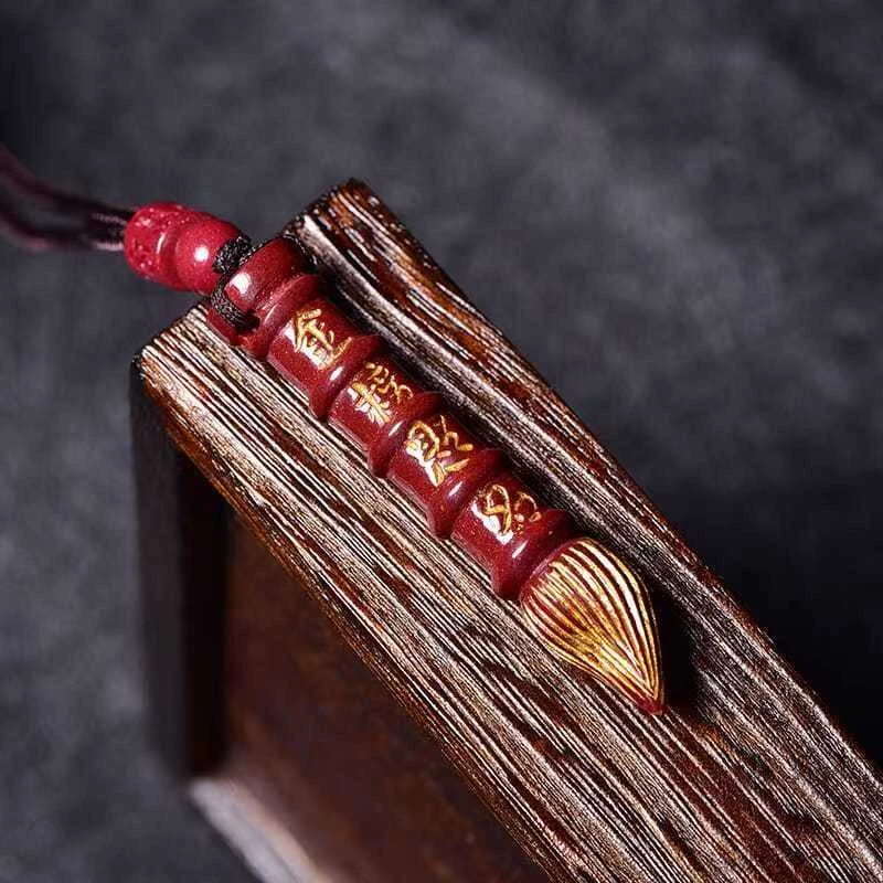 天然朱砂状元文昌笔吊坠紫金砂男女金榜题名项链