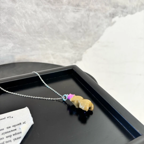 铜合金项链 黑皮小熊项链XL3341