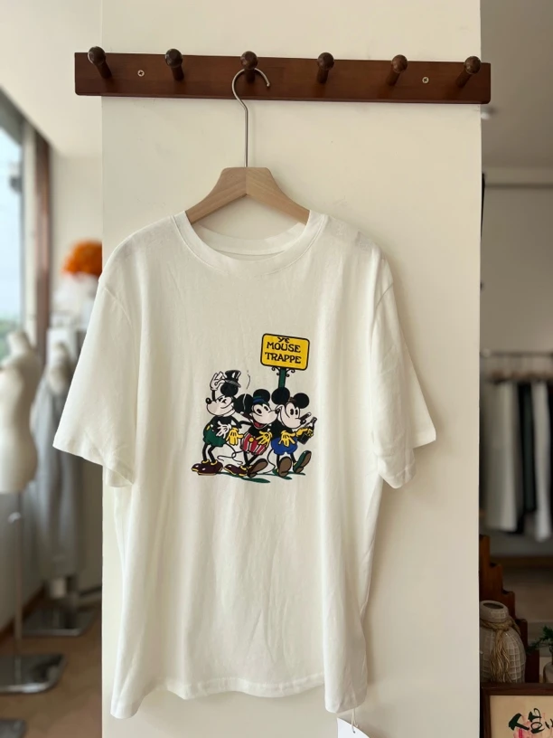 宽松夏季长款圆领宽松型气球小狗印花T恤时尚印花