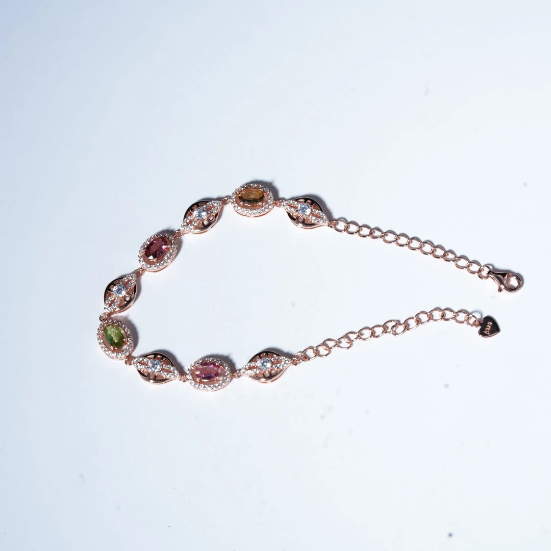 JSBXS0607-碧玺手链-单颗约50分-精工豪镶