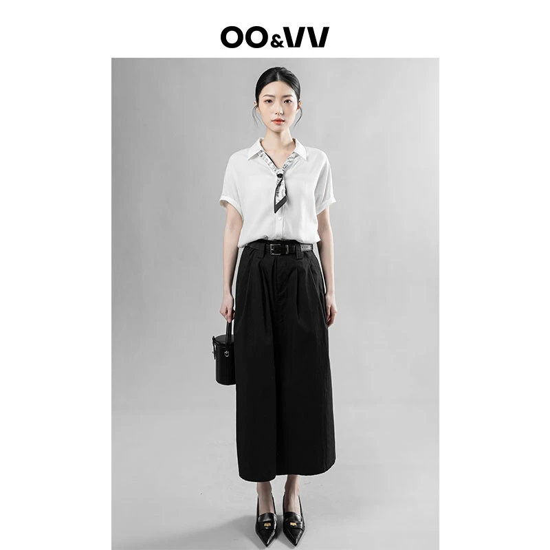 OO&VV法式通勤polo领雪纺衬衣女2025夏季休闲宽松显瘦气质衬衫新