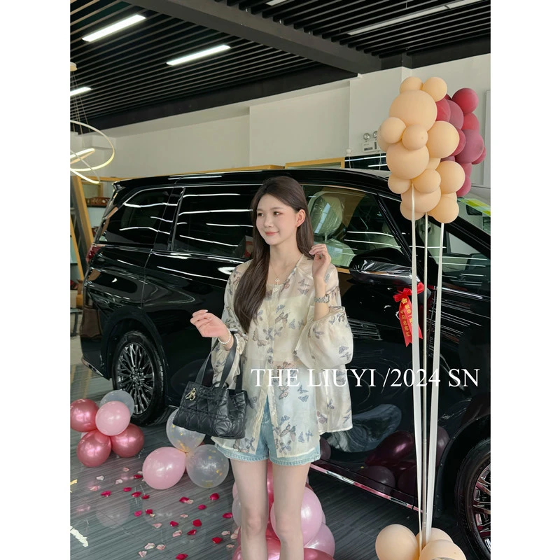 【LIUYI】空谷幽兰~夏季蝴蝶防晒衬衫上衣45101