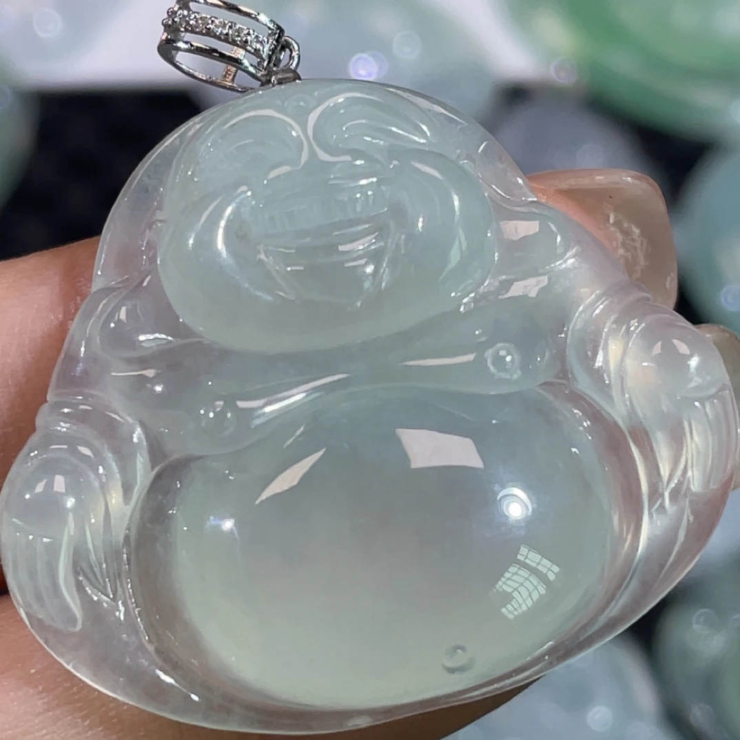 缅甸翡翠大件厚装佛公吊坠