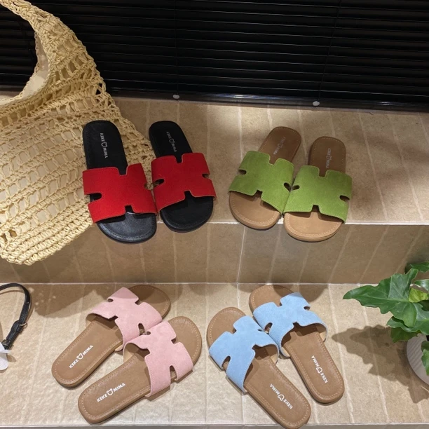 ins复古防滑仙韩版女风外穿夏季时尚百搭网红平底休闲拖鞋8668-10