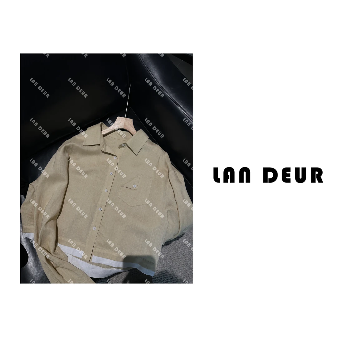 【麦穗花】天丝亚麻衬衫短款百搭纯色小众简约上衣女