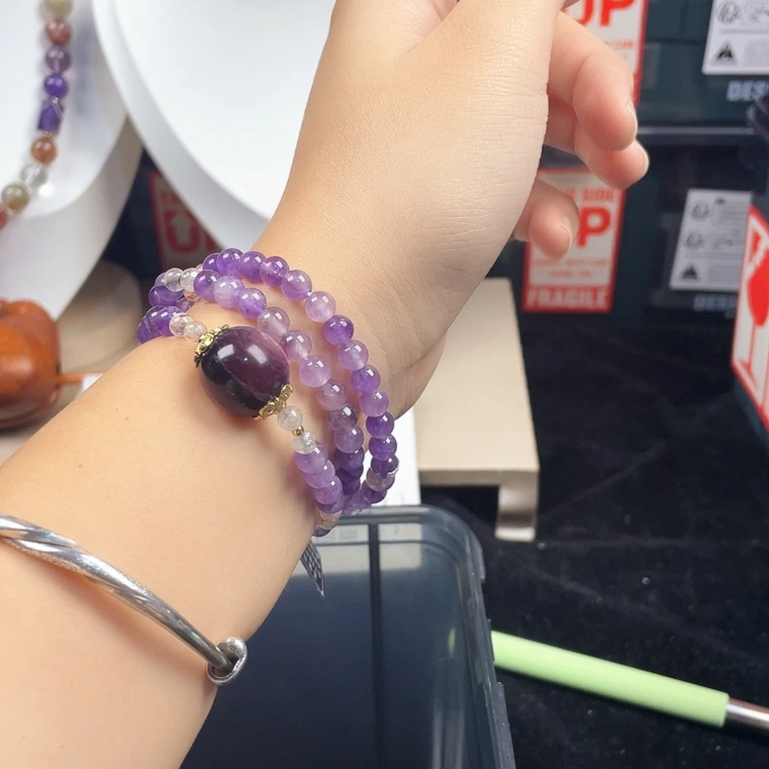 银S925镶嵌烟晶手链