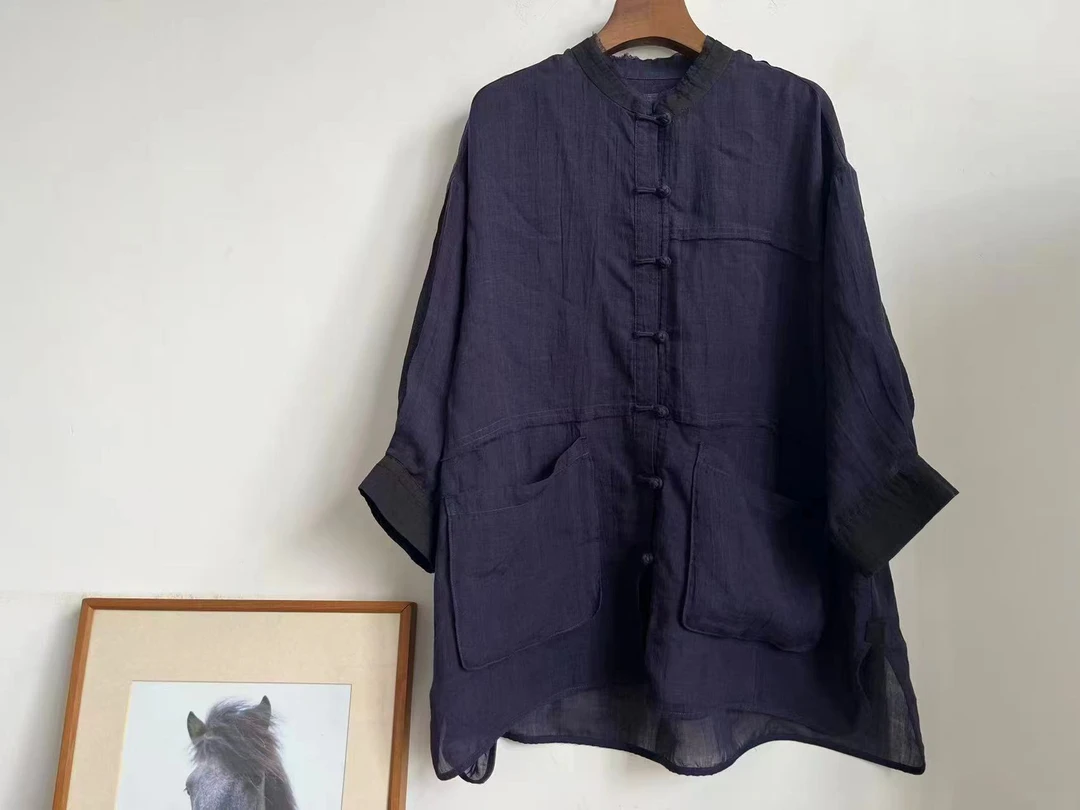 小红分享-荼35969夏季新中式复古苎麻开衫